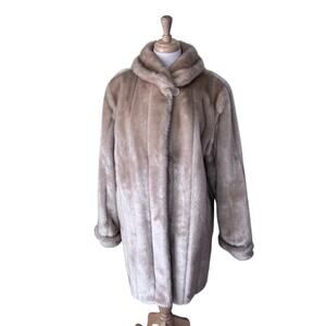 DENNIS BASSO Scandi Girl Faux Fur Coat Tan Size Large